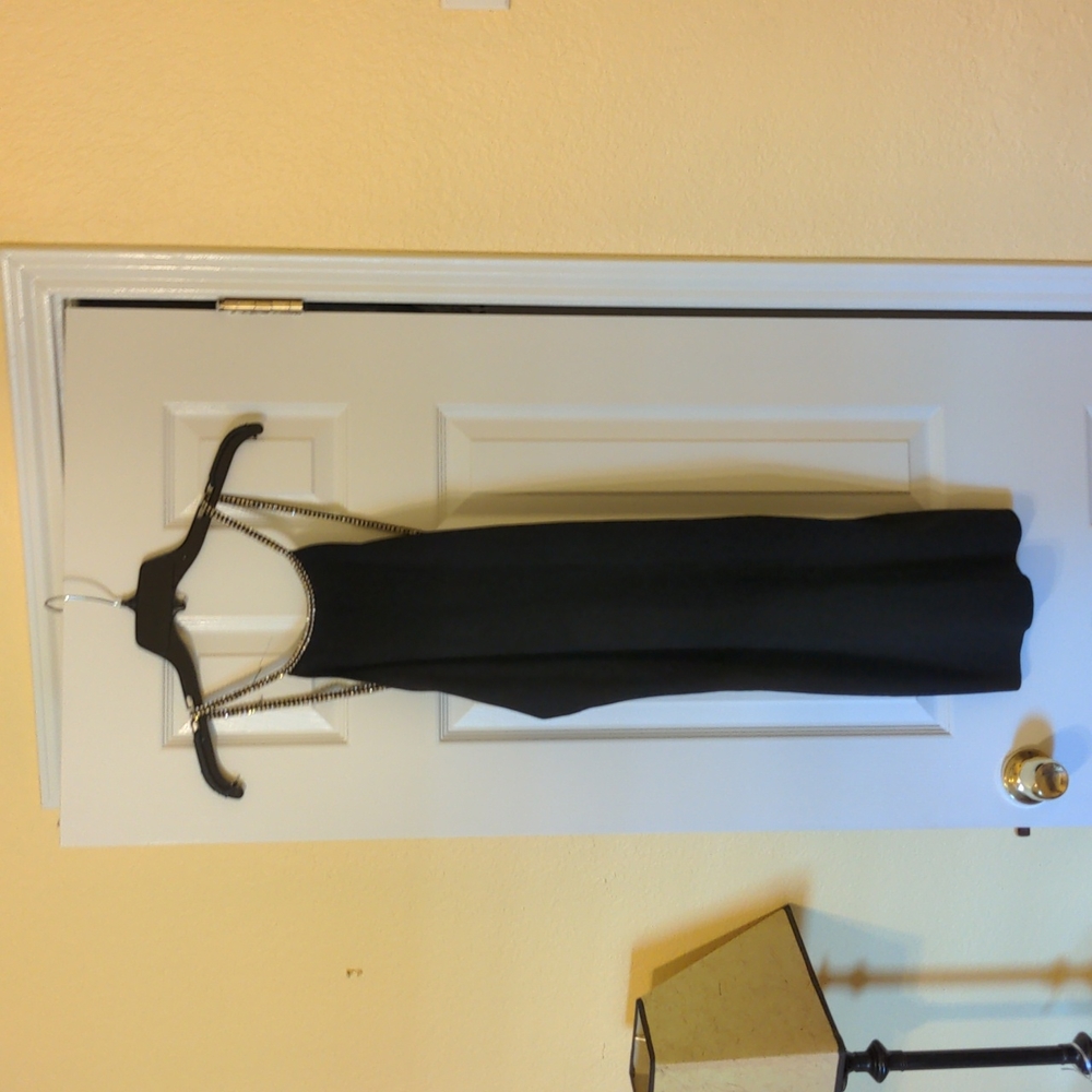 Backless LIttle Black Dress with Rhinestone Detail
